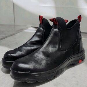 Rockrooster Work Boots Mens 15 Wide Slip On Steel Toe Black Red AK323 No Insoles